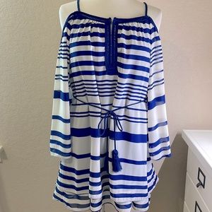 Double Zero royal blue/white striped dress Sz S